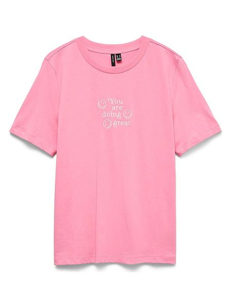 Vero Moda Koszulka w kolorze różowym rozmiar: XL. Różowe bluzki Vero Moda, xl, bez wzorów, z bawełny, bez kołnierzyka, bez ramiączek. Za 57.95 zł.
