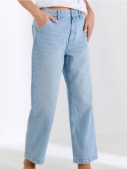 Jeansy cropped straight - niebieski. Niebieskie jeansy Sinsay, l, bez wzorów. Za 69.99 zł.