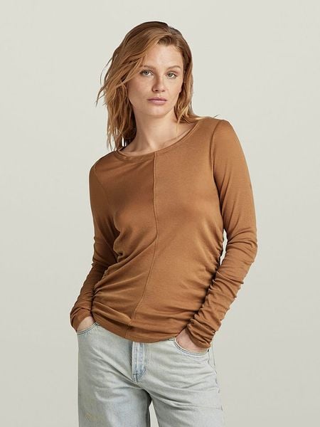 G-Star Koszulka w kolorze jasnobrązowym rozmiar: L. Brązowe bluzki G-Star, l, bez wzorów, z bawełny, retro, bez kołnierzyka, bez ramiączek. Za 92.21 zł.