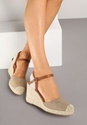 Ciemnobeżowe Sandały Vices w Stylu Espadryli na Koturnie z Plecionki Amoiella. Brązowe sandały Renee, bez wzorów, boho, bez obcasa, na koturnie, bez zapięcia. W wyprzedaży za 97.49 zł.