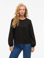 Vila Bluza "Sandy" w kolorze czarnym rozmiar: L. Czarne bluzy Vila, l, bez wzorów, z materiału, bez kaptura. Za 154.95 zł.