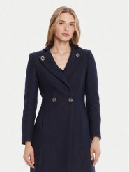 Rinascimento Płaszcz wełniany CFC0126218003 Granatowy Regular Fit. Niebieskie płaszcze Rinascimento, na zimę, xl, bez wzorów, z syntetyku, bez kaptura. Za 909.99 zł.
