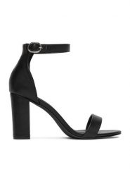 Jenny Fairy Sandały WSS20538-01 HURT Czarny. Czarne sandały Jenny Fairy, bez wzorów, ze skóry, bez obcasa, na słupku, bez zapięcia. Za 99.99 zł.