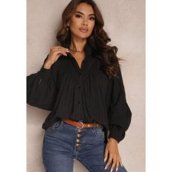 Czarna Koszula Oversize z Bawełny Endona. Czarne koszule Renee, m, z aplikacjami, z bawełny, eleganckie, bez kołnierzyka, bez ramiączek. Za 129.99 zł.
