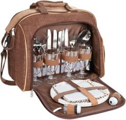 BRUBAKER torba piknikowa 4 osoby z chłodzeniem brązowa. Brązowe torby na ramię X2, bez wzorów, eleganckie, na ramię, bez dodatków. Za 232.99 zł.