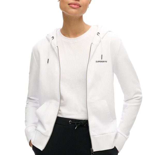 Bluza Zipowa Kobieca Superdry Biała. Białe bluzy Superdry, s, bez wzorów, z bawełny, z kapturem. Za 354.40 zł.