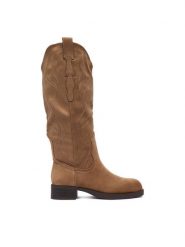 JENNY Kowbojki CEO-HY80176-2 Brązowy. Brązowe kozaki Jenny, z materiału, bez obcasa, na płaskiej podeszwie, bez zapięcia. Za 229.99 zł.