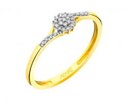 Pierścionek z żółtego złota z diamentami - 0,06 ct - próba 375. Żółte pierścionki Apart, z diamentem, złote. W wyprzedaży za 741.30 zł.