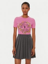 Versace Jeans Couture T-Shirt 78HAHC01 Różowy Regular Fit. Czerwone t-shirty Versace Jeans Couture, xxs, bez wzorów, z bawełny, bez kołnierzyka, bez ramiączek. Za 429.99 zł.