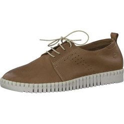 Skórzane sneakersy w kolorze brązowym. Brązowe trampki Tamaris, bez wzorów, bez zapięcia. W wyprzedaży za 131.95 zł.