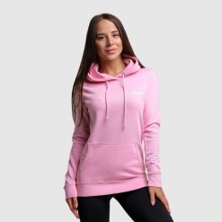 Bluza damska fitness z kapturem różowa PRO. Czerwone bluzy GYMBEAM, xl, bez wzorów, z bawełny, z kapturem. Za 88.90 zł.