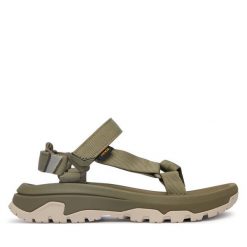 Sandały Teva. Zielone sandały Teva, bez wzorów, sportowe, bez obcasa, bez zapięcia. Za 379.99 zł.