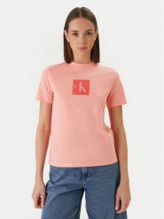 Calvin Klein Jeans T-Shirt LV047F819G Pomarańczowy Classic Fit. Brązowe t-shirty Calvin Klein Jeans, l, bez wzorów, z bawełny, bez kołnierzyka, bez ramiączek. Za 129.99 zł.