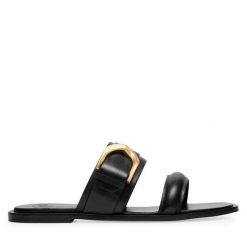 Klapki Gino Rossi. Czarne klapki Gino Rossi, bez wzorów, bez obcasa. Za 229.99 zł.