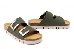 DR. BRINKMANN 700802-07 grun, klapki damskie. Zielone klapki Dr. Brinkmann, bez wzorów, ze skóry, bez obcasa. Za 309.90 zł.