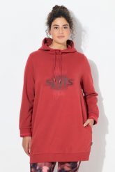Damskie Długa bluza z kapturem oversize kaptur długi rękaw. Czerwone bluzy Ulla Popken, plus size, bez wzorów, z bawełny, z kapturem. Za 239.99 zł.