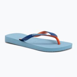 Japonki Havaianas Top Mix. Niebieskie klapki Havaianas, bez wzorów, bez obcasa. Za 83.99 zł.