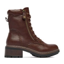 Trzewiki Clara Barson. Brązowe botki Clara Barson, bez wzorów, bez obcasa, na płaskiej podeszwie, bez zapięcia. Za 159.99 zł.