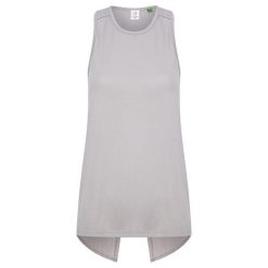 Koszulka Damska Z Odkrytymi Plecami. Szare bluzki TOMBO, bez wzorów, bez kołnierzyka, bez ramiączek. Za 96.99 zł.