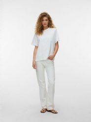 Vero Moda Koszulka w kolorze białym rozmiar: M. Białe bluzki Vero Moda, m, bez wzorów, z bawełny, bez kołnierzyka, bez ramiączek. Za 66.47 zł.