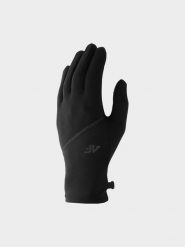4F Rękawiczki dzianinowe Touch Screen uniseks - czarne M. Czarne rękawiczki 4f, bez wzorów, z dzianiny. W wyprzedaży za 39.99 zł.