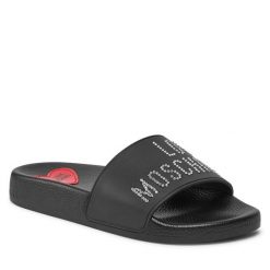 Klapki LOVE MOSCHINO. Czarne klapki Love Moschino, bez wzorów, bez obcasa. Za 319.99 zł.