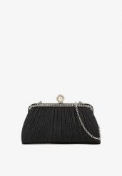 Czarna Torebka Typu Kopertówka z Cyrkoniami i Perełką Acleria. Czarne torby na ramię Born2be, z aplikacjami, eleganckie, na ramię, bez dodatków. Za 49.99 zł.