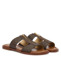 Klapki MICHAEL Michael Kors. Brązowe klapki MICHAEL Michael Kors, bez wzorów, bez obcasa. Za 529.99 zł.