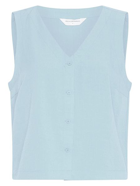 MOSS COPENHAGEN Bluzka w kolorze błękitnym rozmiar: M. Niebieskie bluzki Moss Copenhagen, m, bez wzorów, bez kołnierzyka, bez ramiączek. Za 144.95 zł.