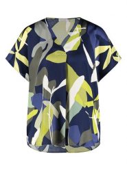 Gerry Weber Bluzka w kolorze granatowo-zielonym rozmiar: 42. Niebieskie bluzki Gerry Weber, s, bez wzorów, z wiskozy, klasyczne, bez kołnierzyka, bez ramiączek. Za 105.63 zł.