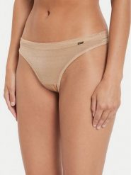 Gossard Stringi 6276 Beżowy. Brązowe stringi Gossard, bez wzorów, z syntetyku. Za 59.99 zł.