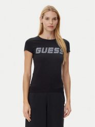 Guess T-Shirt V5GI20 J1314 Czarny Regular Fit. Czarne t-shirty Guess, xs, z aplikacjami, z bawełny, bez kołnierzyka, bez ramiączek. Za 129.99 zł.