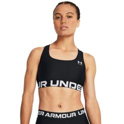 Stanik sportowy HeatGear® Armour Mid Branded. Czarne bielizna sportowa Under Armour, s, bez wzorów. W wyprzedaży za 99.99 zł.