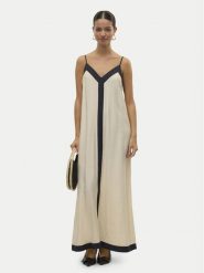 Vero Moda Sukienka letnia Denise 10329793 Beżowy Regular Fit. Brązowe sukienki Vero Moda, na lato, m, bez wzorów, z wiskozy, bez kołnierzyka, bez ramiączek. Za 229.99 zł.