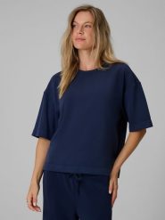4F T-shirt loose z modalem damski - granatowy XL. Niebieskie t-shirty 4f, m, bez wzorów, z dzianiny, bez kołnierzyka, bez ramiączek. Za 89.99 zł.