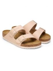 Birkenstock Klapki "Arizona" w kolorze beżowym rozmiar: 41. Brązowe klapki Birkenstock, bez wzorów, z otwartym noskiem, bez obcasa. Za 309.95 zł.