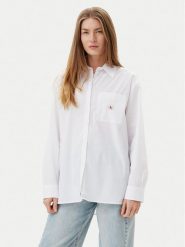 Calvin Klein Jeans Koszula LV047C143G Biały Relaxed Fit. Białe koszule Calvin Klein Jeans, l, bez wzorów, z bawełny, bez kołnierzyka, bez ramiączek. Za 429.99 zł.