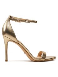 Guess Sandały Kabaile FL8KIL LEA03 Złoty. Żółte sandały Guess, z aplikacjami, ze skóry, bez obcasa, na szpilce, bez zapięcia. Za 839.99 zł.