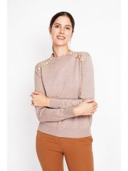 ASSUILI Sweter w kolorze beżowym rozmiar: 34. Brązowe swetry Assuili, bez wzorów, bez ramiączek. Za 86.99 zł.