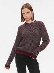 Pinko Sweter Scimpanze 102226 A1BH Bordowy Regular Fit. Czerwone swetry Pinko, s, bez wzorów, z wełny, bez ramiączek. Za 639.99 zł.