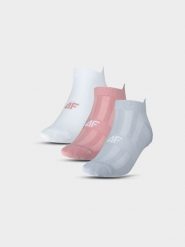 4F Skarpetki treningowe przed kostkę (3-pack) damskie - białe 35-38. Białe skarpety 4f, bez wzorów, z elastanu. Za 44.99 zł.