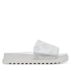 Klapki Guess. Białe klapki Guess, z aplikacjami, bez obcasa. Za 339.99 zł.