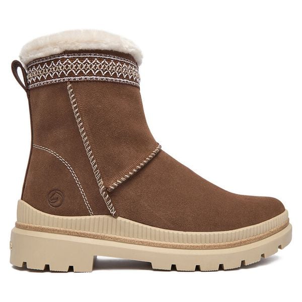 Botki Remonte. Brązowe botki Remonte, bez wzorów, bez obcasa, na płaskiej podeszwie, bez zapięcia. Za 359.99 zł.