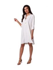 Be Wear Sukienka w kolorze kremowym rozmiar: M. Brązowe sukienki Be Wear, m, bez wzorów, bez kołnierzyka, bez ramiączek, midi, rozkloszowane. Za 123.25 zł.