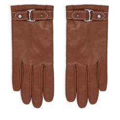 Rękawiczki LAUREN RALPH LAUREN. Brązowe rękawiczki Lauren Ralph Lauren, bez wzorów, z dzianiny. Za 689.99 zł.