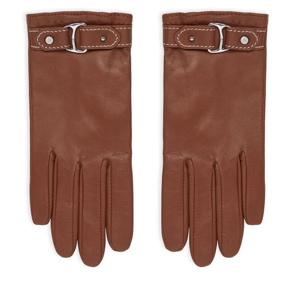 Rękawiczki LAUREN RALPH LAUREN. Brązowe rękawiczki Lauren Ralph Lauren, bez wzorów, z dzianiny. Za 689.99 zł.