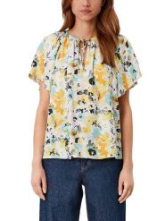 S.OLIVER RED LABEL Bluzka w kolorze biało-żółto-błękitnym rozmiar: 36. Białe bluzki s.Oliver RED LABEL, s, bez wzorów, z wiskozy, bez kołnierzyka, bez ramiączek. Za 35.02 zł.