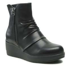 Botki Clara Barson. Czarne botki Clara Barson, bez wzorów, bez obcasa, na koturnie, bez zapięcia. Za 149.99 zł.