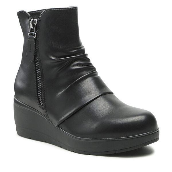 Botki Clara Barson. Czarne botki Clara Barson, bez wzorów, bez obcasa, na koturnie, bez zapięcia. Za 149.99 zł.