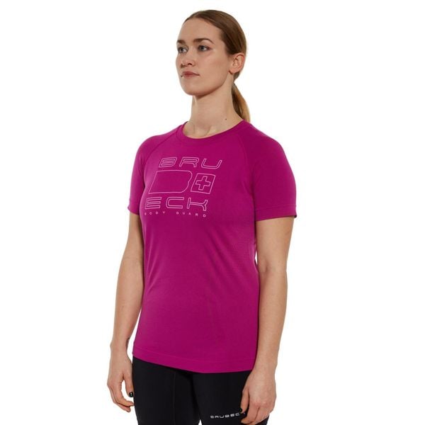 Koszulka biegowa z krótkim rękawem damska Brubeck Aerate. Czerwone bluzki Brubeck, l, bez wzorów, z poliamidu, sportowe, bez kołnierzyka, bez ramiączek. Za 89.99 zł.
